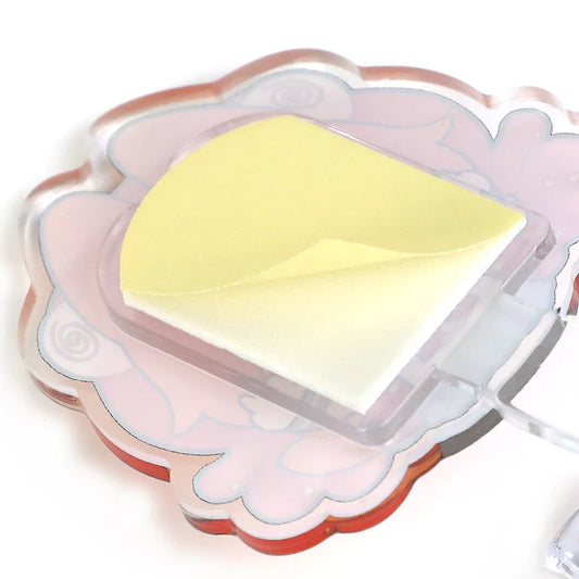 Custom acrylic hook with adhesive foam backing on pastel decorative base