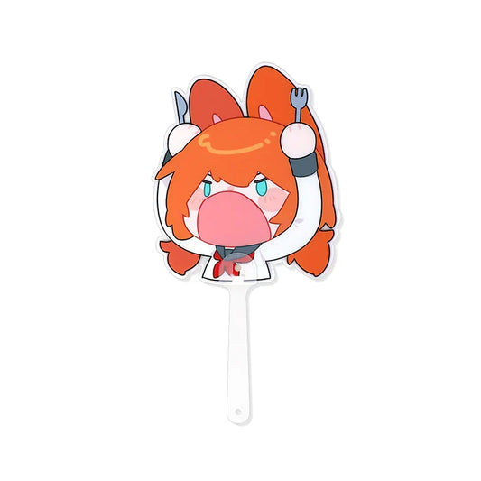 Custom frosted translucent PVC hand fan with cute orange-haired anime character design