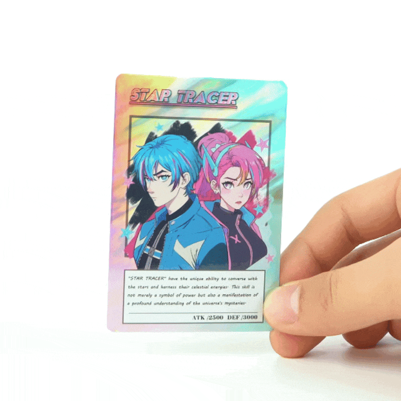 Custom Trading Holographic Cards Personalized Artist TCG Game Cards 59*86mm(Double sided different design) / 325g Dotted Horizontal Light Beam / Custom Trading Holographic Cards Personalized Artist TCG Game Cards 59*86mm(Double sided different design) / 325g Dotted Horizontal Light Beam /