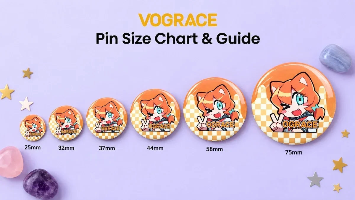 Pin Size Chart & Guide: Standard Sizes & How to Choose | Vograce Blog