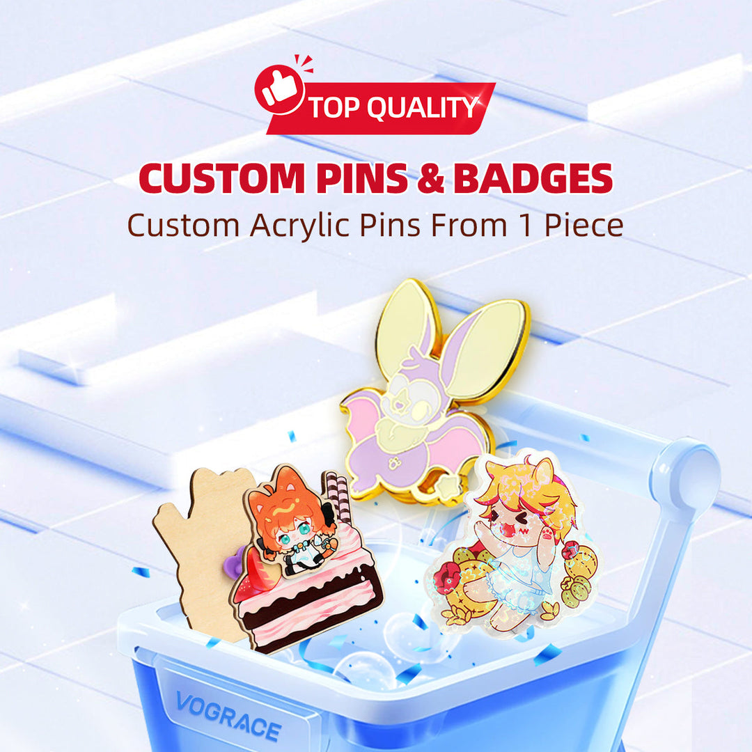 Where can I order pins & badges with no minimum order?