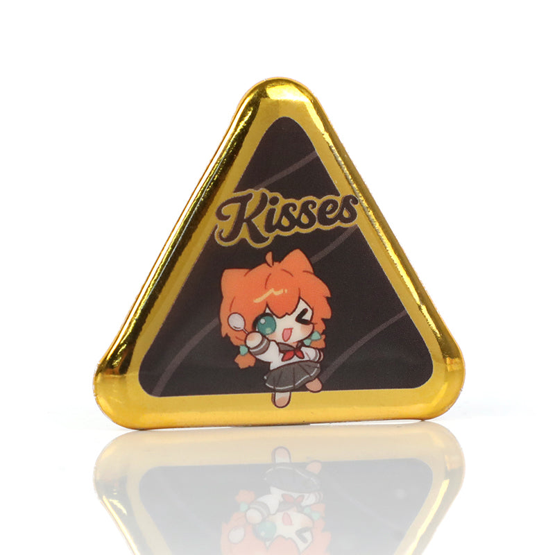 Custom Triangle Glitter Button Pins