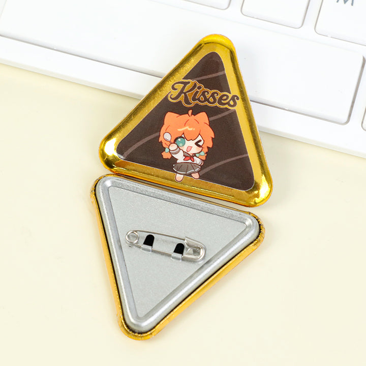 Custom Triangle Glitter Button Pins
