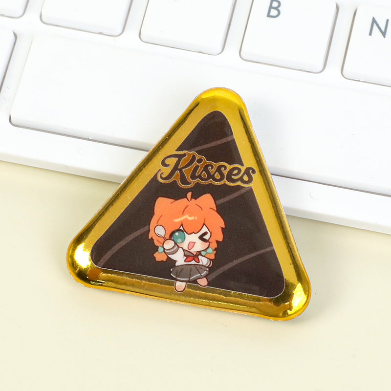 Custom Triangle Glitter Button Pins