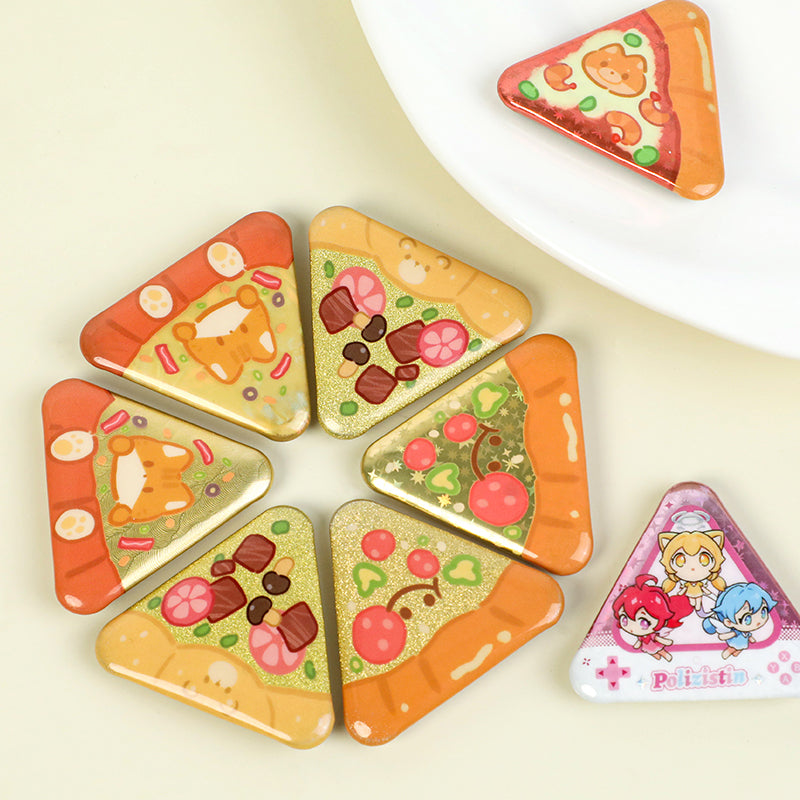 Custom Triangle Glitter Button Pins