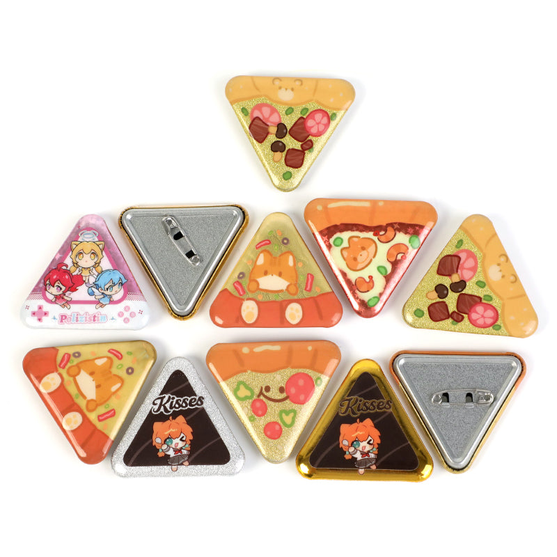Custom Triangle Glitter Button Pins