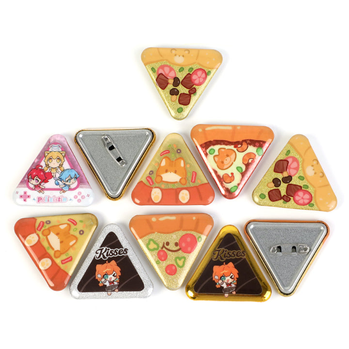 Custom Triangle Glitter Button Pins