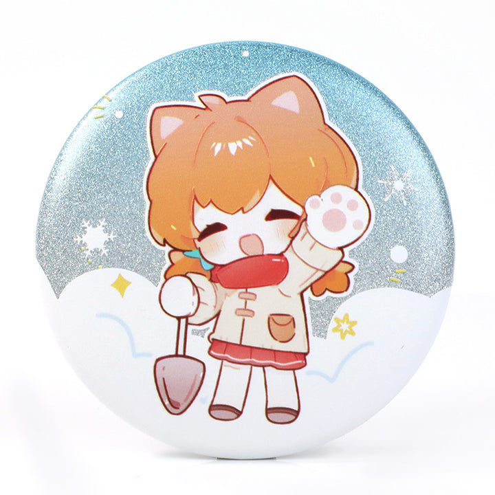 カスタム3Dグリッターホログラフィックボタンピン 