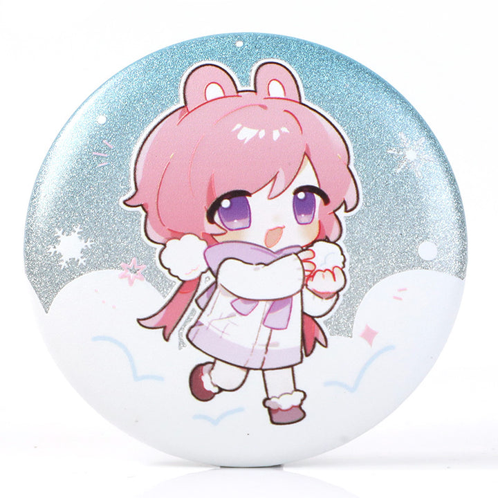 カスタム3Dグリッターホログラフィックボタンピン 