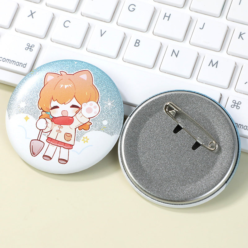 カスタム3Dグリッターホログラフィックボタンピン 