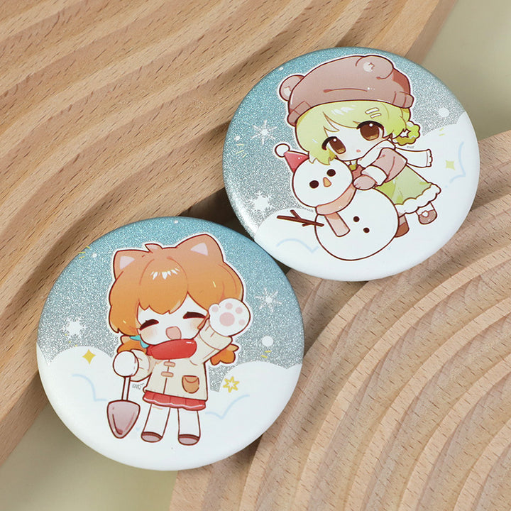 カスタム3Dグリッターホログラフィックボタンピン 