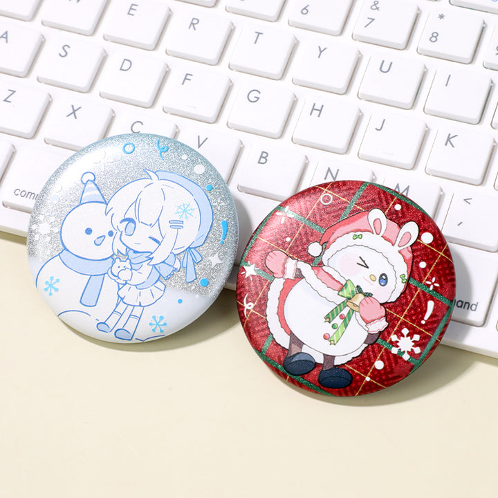 カスタム3Dグリッターホログラフィックボタンピン 