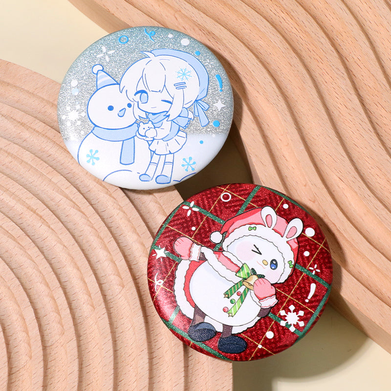 カスタム3Dグリッターホログラフィックボタンピン 