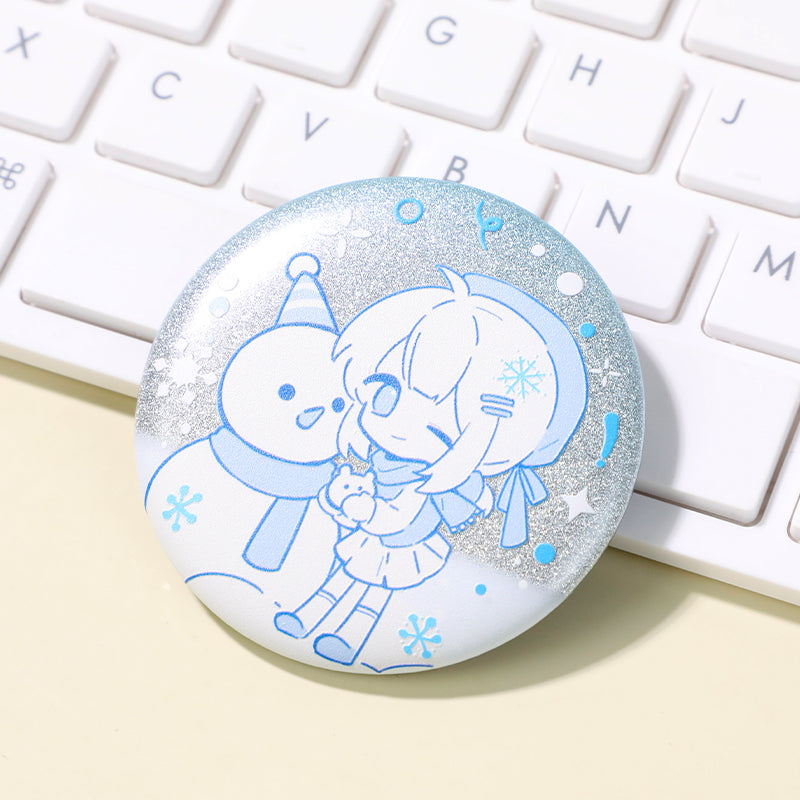 カスタム3Dグリッターホログラフィックボタンピン 