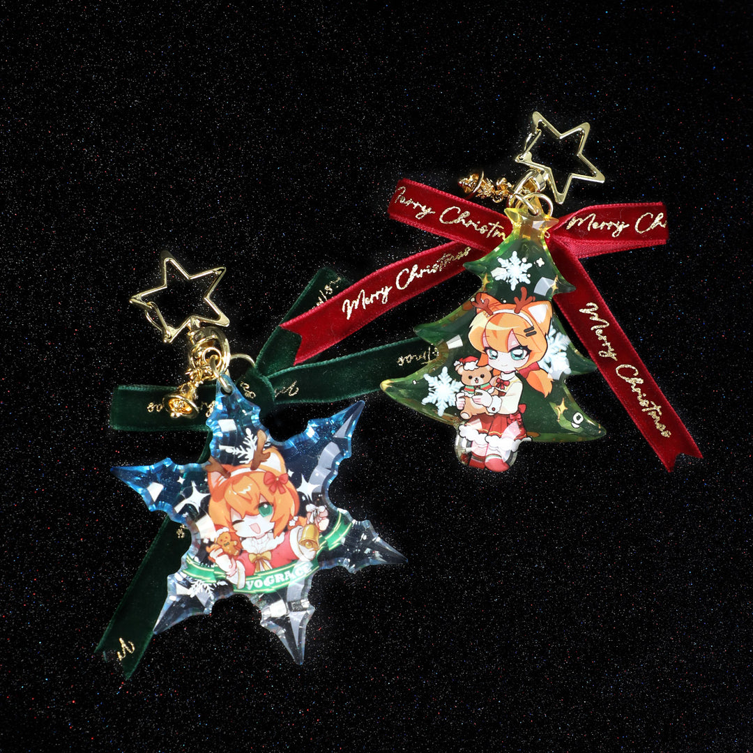 Custom Acrylic Diamond Keychain Snowflake &amp; Christmas Tree