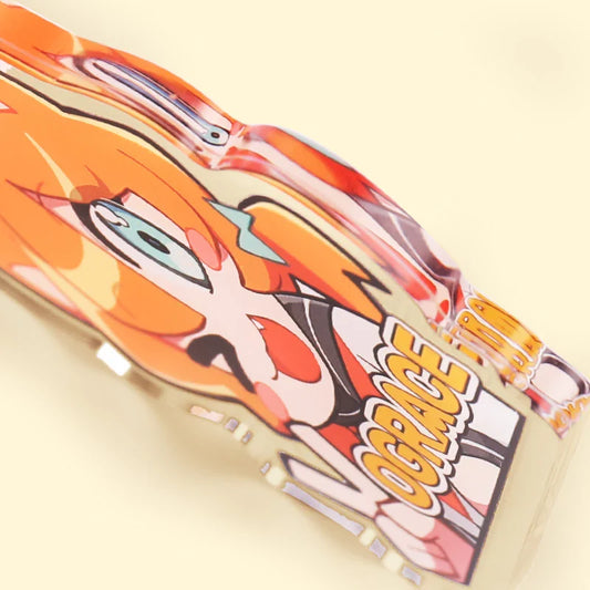 Custom clear acrylic pin with colorful anime-style character illustration