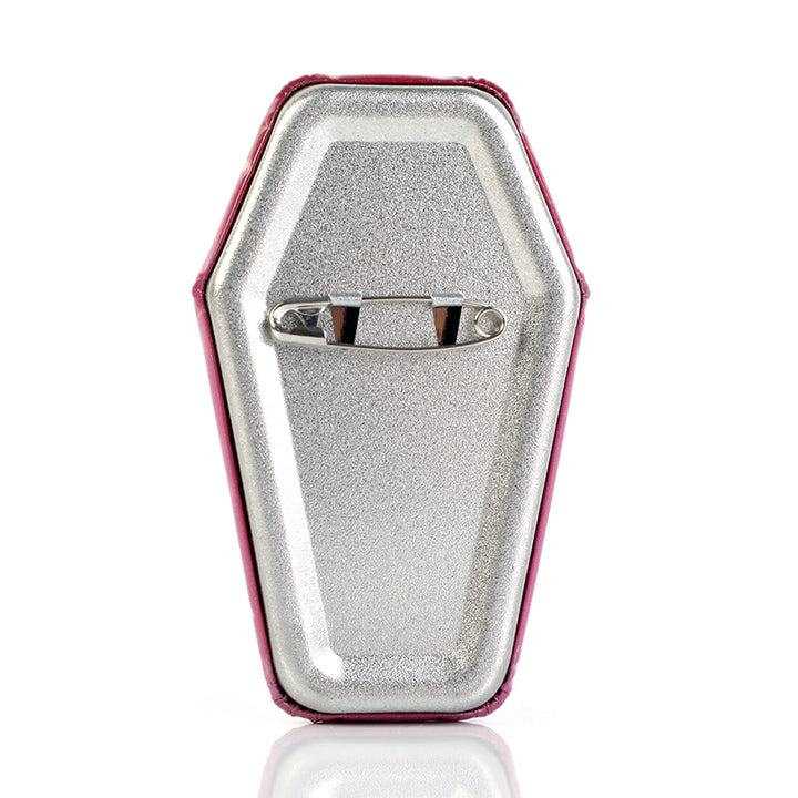Custom Coffin-Shaped Glitter Holographic Button Pin