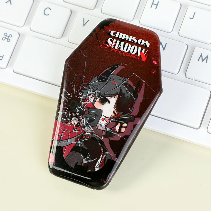 Custom Coffin-Shaped Glitter Holographic Button Pin
