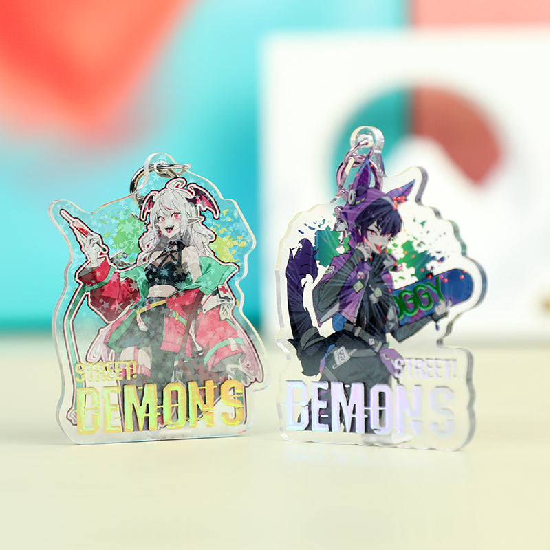 Custom Cold Foil Stamping Holographic Clear Acrylic Keychains