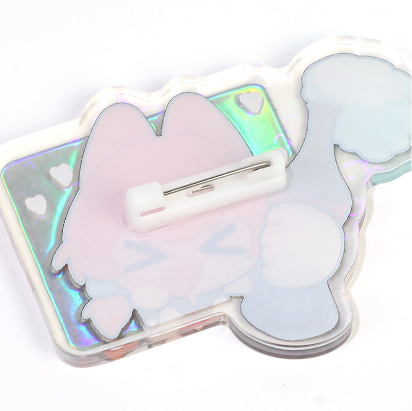 Custom Cold Foil Stamping Holographic Clear Acrylic Pins