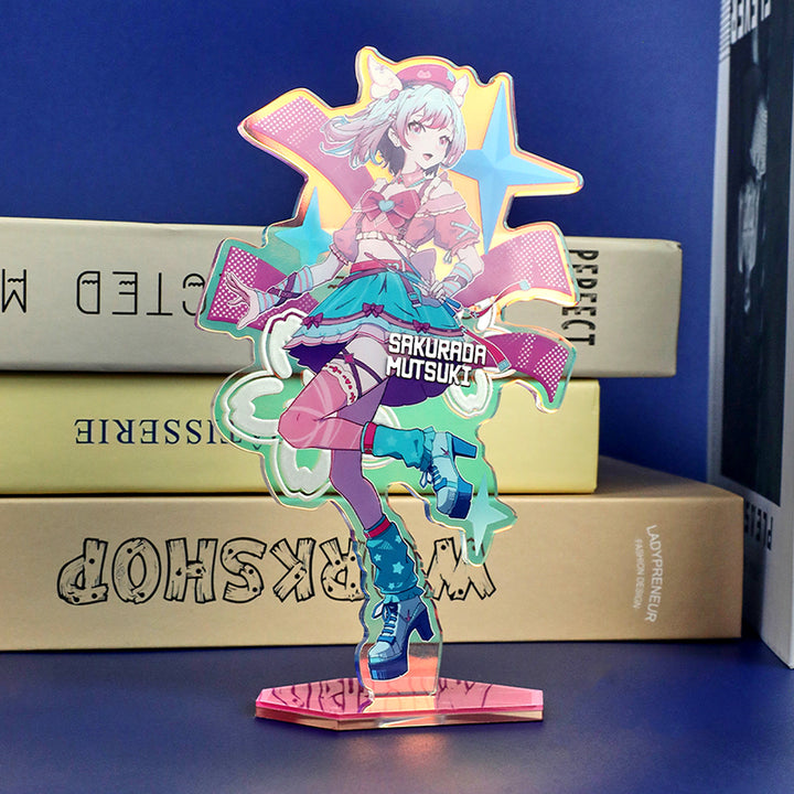 Custom Cold Foil Stamping Holographic Rainbow Acrylic Standees