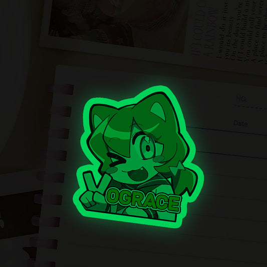 Custom Colorful Blue Holographic Glow In The Dark Stickers - VOGRACE