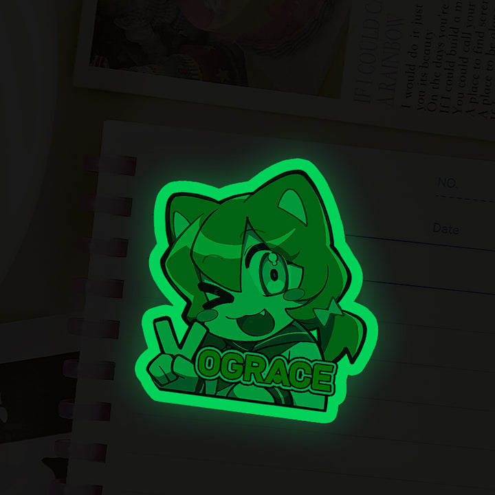 Custom Colorful Blue Holographic Glow In The Dark Stickers - VOGRACE