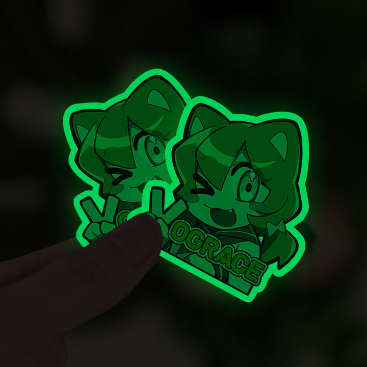 Custom Colorful Blue Holographic Glow In The Dark Stickers - VOGRACE