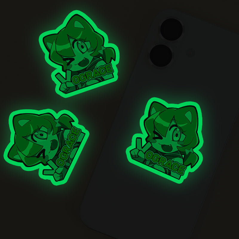 Custom Colorful Blue Holographic Glow In The Dark Stickers - VOGRACE