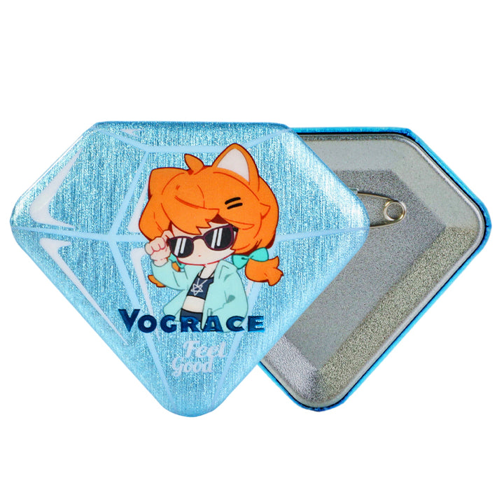 Custom Diamond-Shaped Glitter Holographic Button Pin