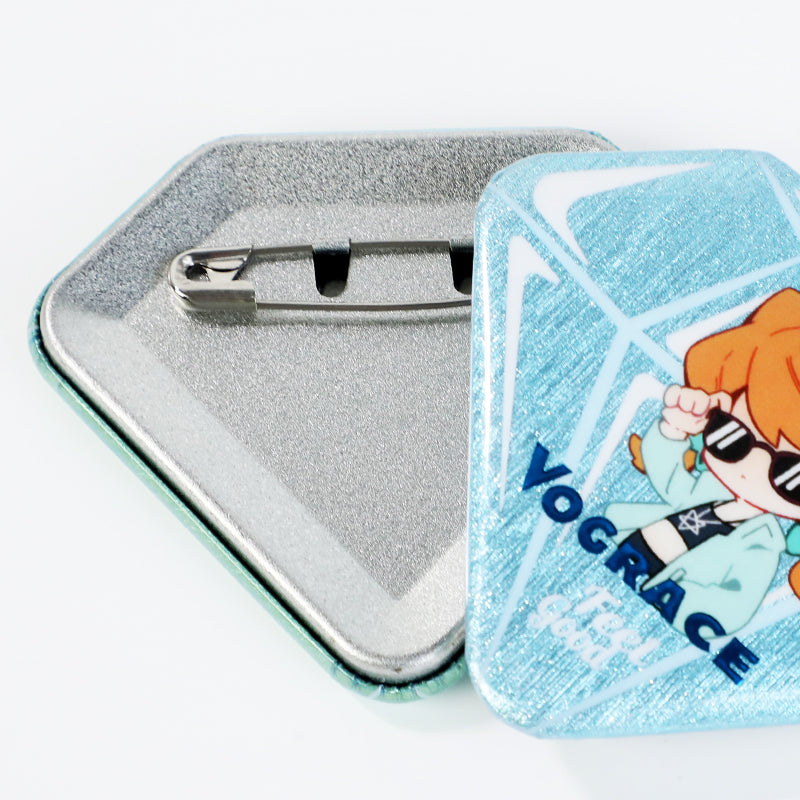 Custom Diamond-Shaped Glitter Holographic Button Pin
