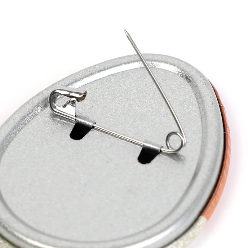 Custom Egg-shaped Raised Foil Glitter Holographic Button Pins