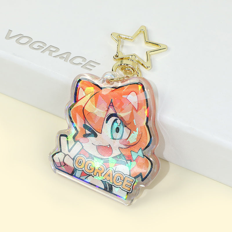 Custom Epoxy Holographic Keychain