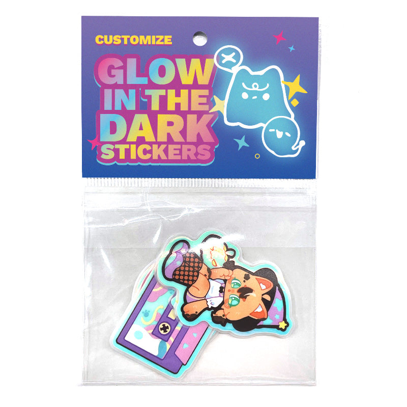 Custom Colorful Blue Holographic Glow In The Dark Stickers