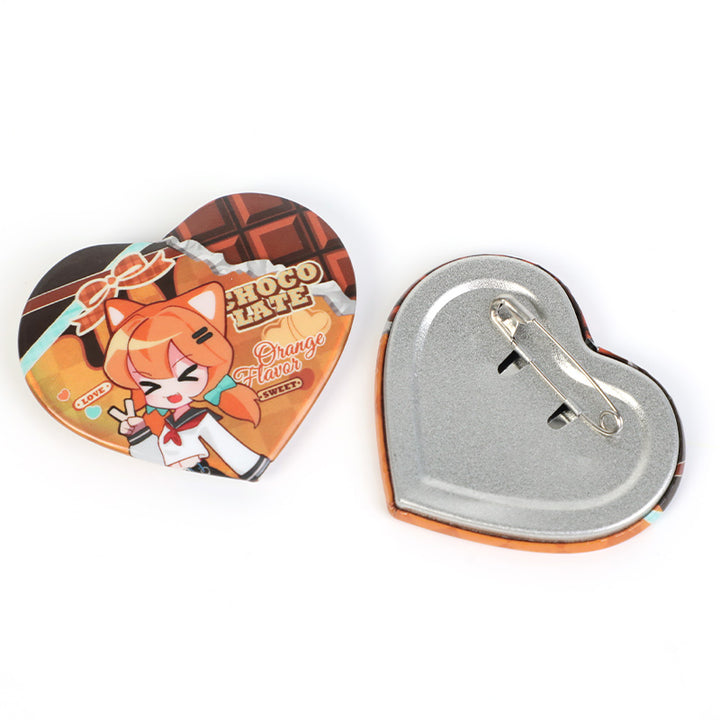 Custom Heart Glitter Button Pins