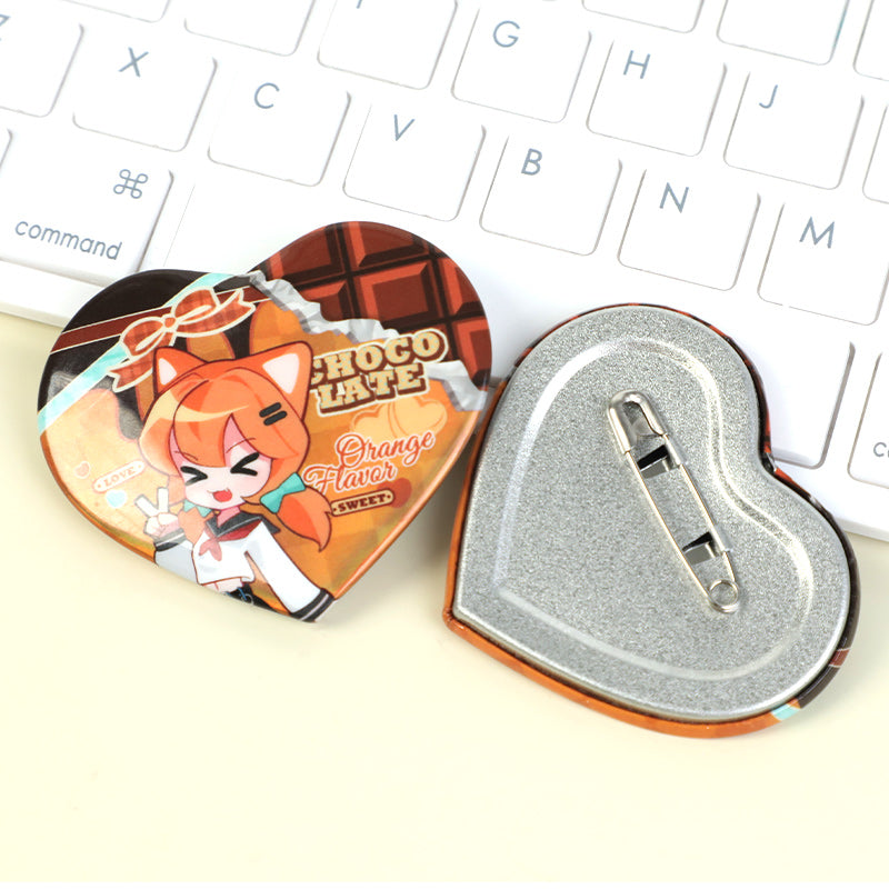 Custom Heart Glitter Button Pins