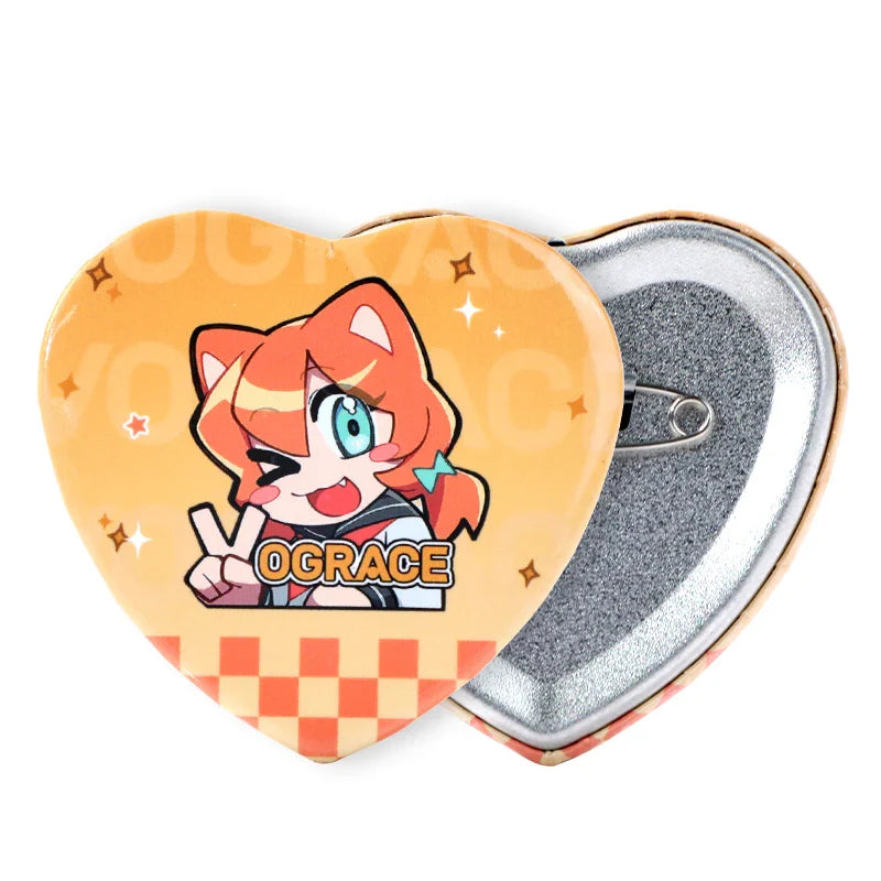 Custom Heart Shaped Button Pins