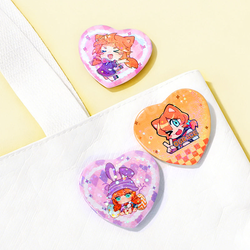 Custom Heart Shaped Button Pins