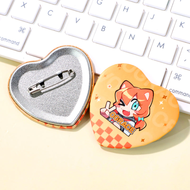 Custom Heart Shaped Button Pins