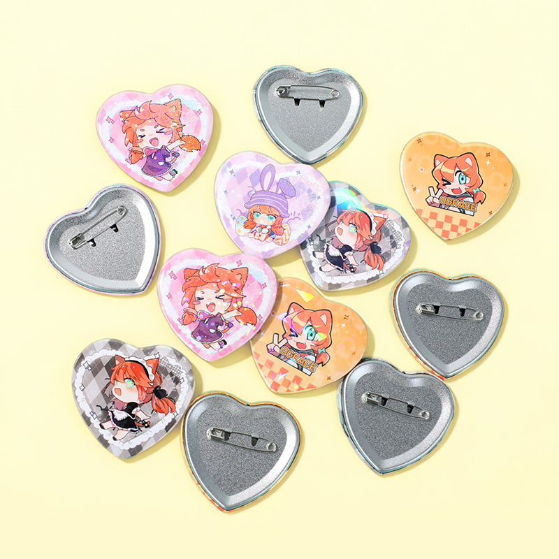 Custom Heart Shaped Button Pins