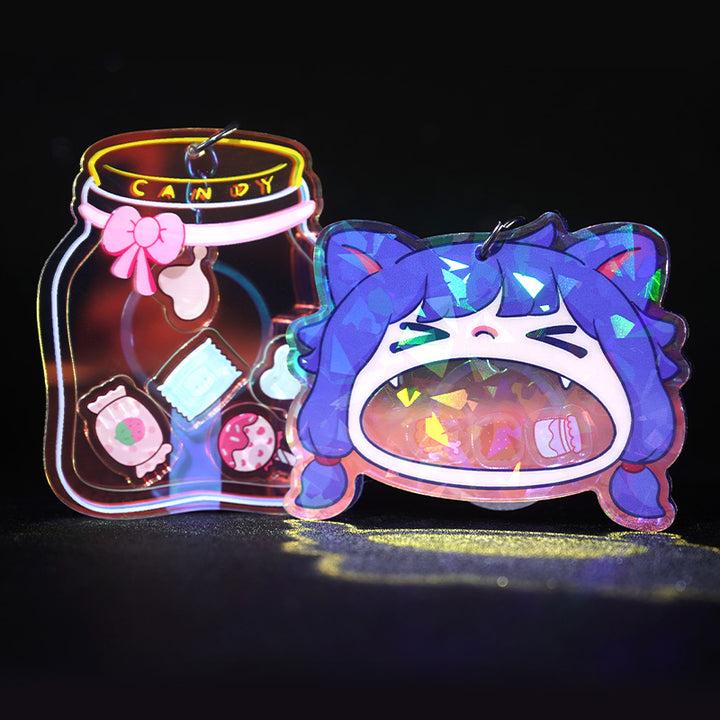 Custom Holographic Rainbow Shaker Keychains