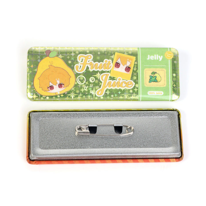 Custom Long Rectangular Glitter Button Pins