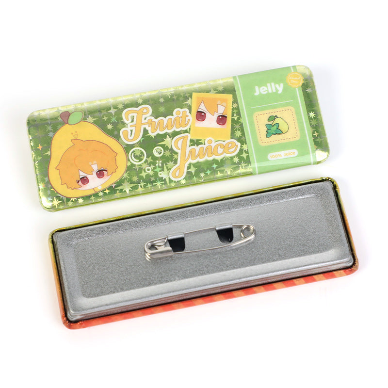 Custom Long Rectangular Glitter Button Pins