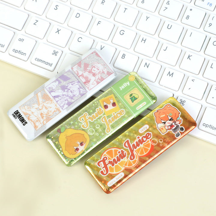 Custom Long Rectangular Glitter Button Pins