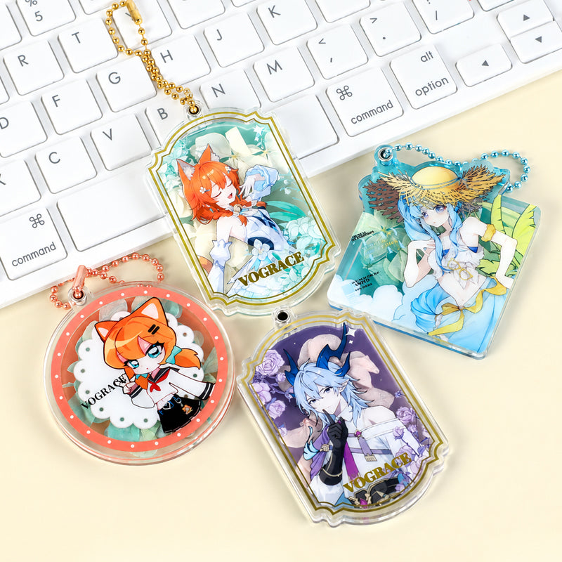 Custom Magnetic Acrylic Pressed Flower Keychain