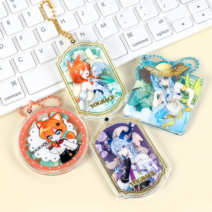 Custom Magnetic Acrylic Pressed Flower Keychain