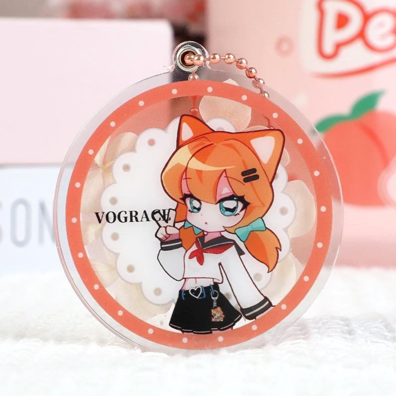 Custom Magnetic Acrylic Pressed Flower Keychain