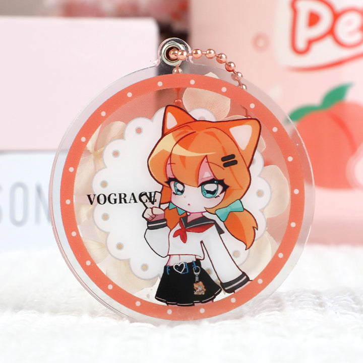 Custom Magnetic Acrylic Pressed Flower Keychain