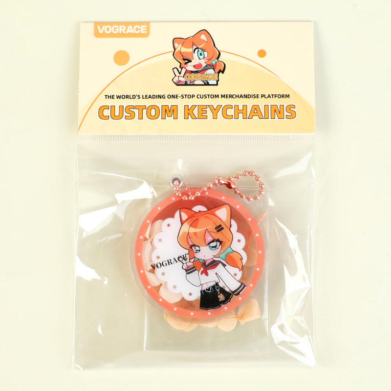 Custom Magnetic Acrylic Pressed Flower Keychain
