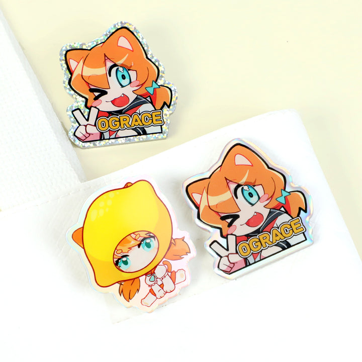 Custom Opaque Holographic Acrylic Pins